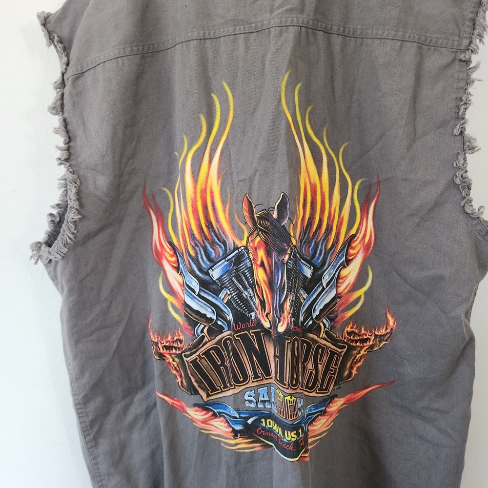 Y2K Twin Motorcycle Apparel Horse Sleeveless Shirt Motorcycle Tank Flames XL